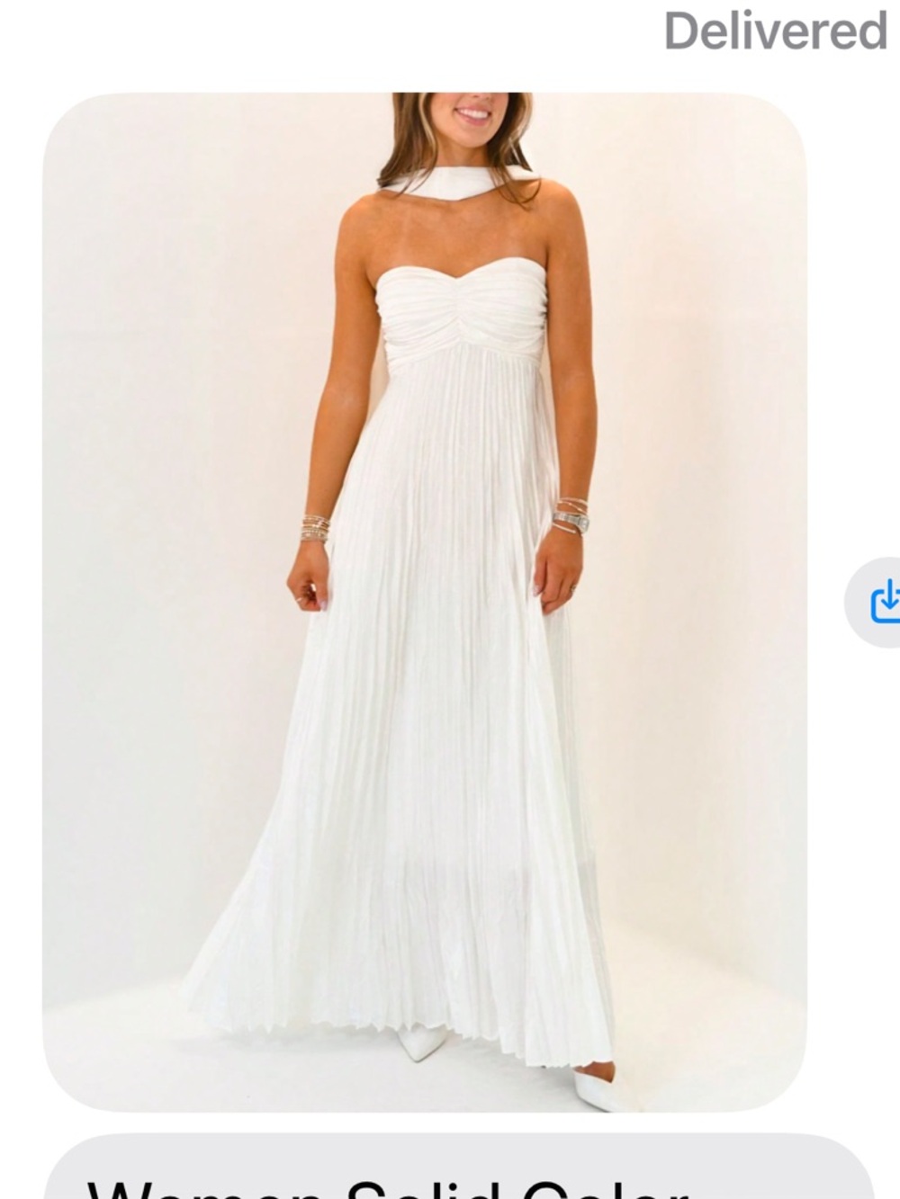 SHEIN White Strapless Pleated Maxi Dress. Never worn. Bodice lace up on back.
